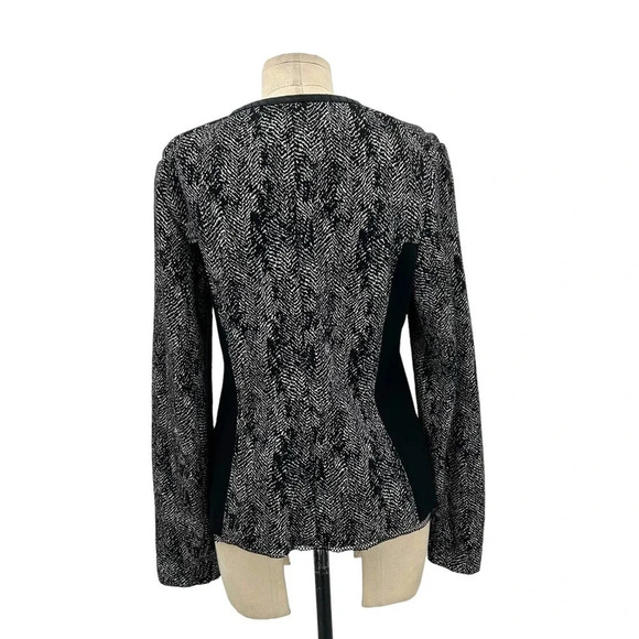 Kobi Halperin Black Gray Zip Up Knit Moto Blazer Jacket Wool Blend Size 10 - Picture 6 of 9